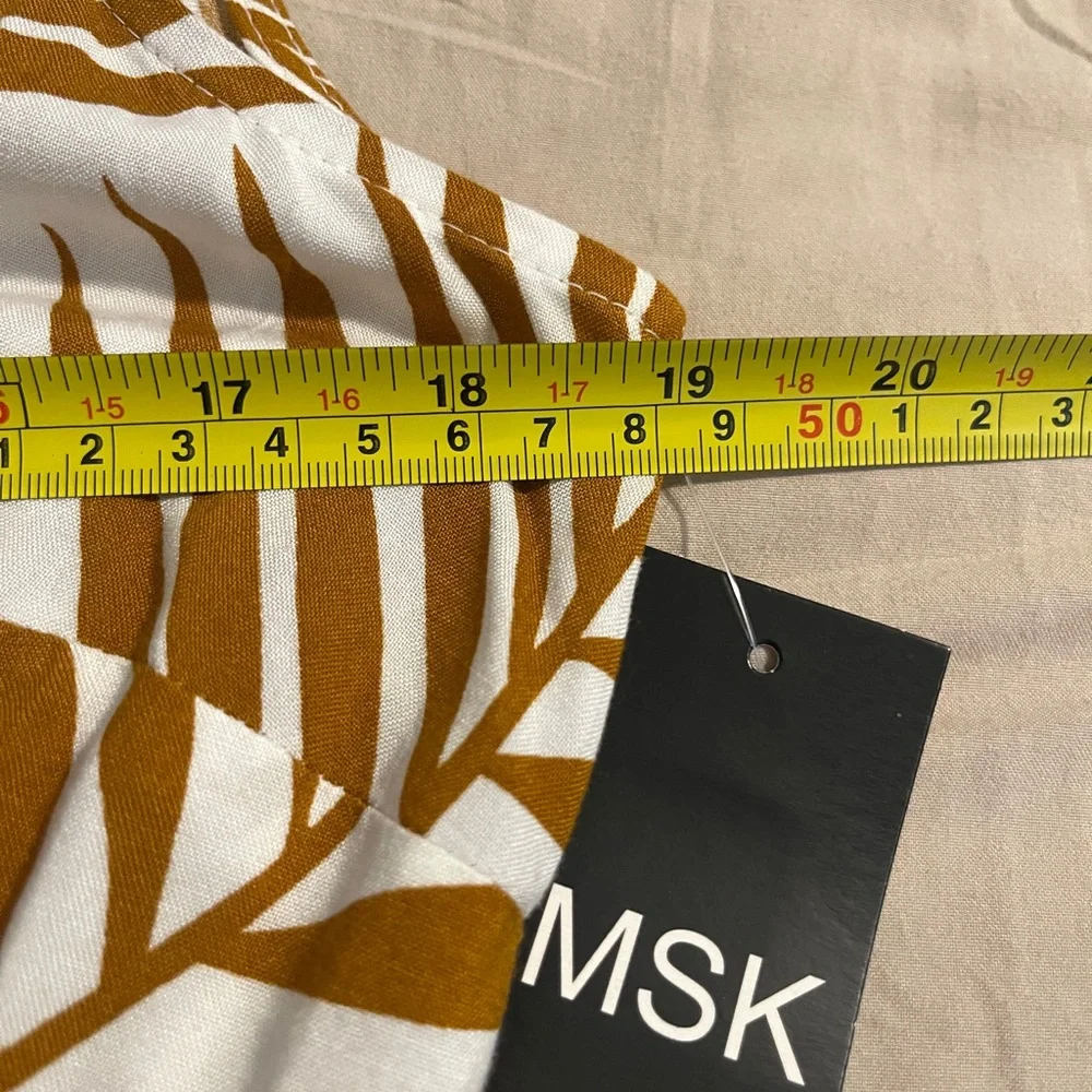 MSK Dress Womens Medium Tan and White Maxi Floral Coastal - Picture 10 of 12